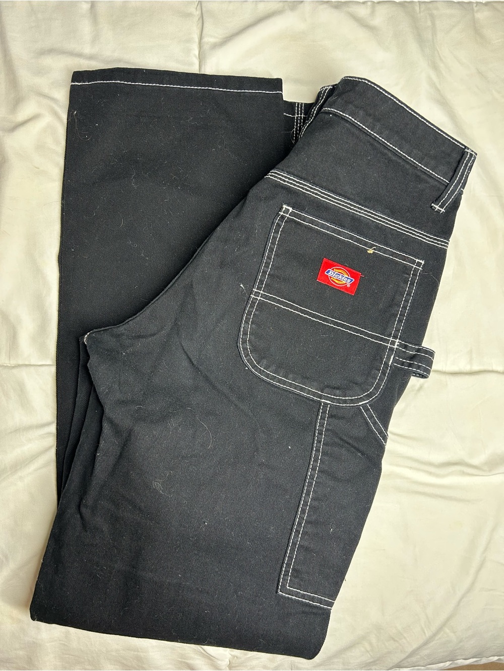 Dickies Black Relaxed Fit Work Jeans with White Contrast Stitching